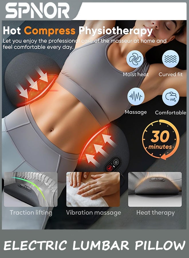 Spnor 3 in 1 Electric Lumbar Support Pillow with Adjustable Height for Bed and Chair,Back Massager with Heat,Memory Foam Back Support Pillow for Lower Back Pain Relief,Waist Wedge Bolster (Grey) - Image 4